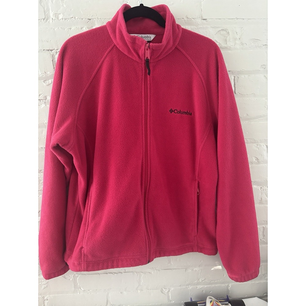 Columbia Women's Pink Full Zip Jacket w/ Pockets Mid-Length Long Sleeve XL